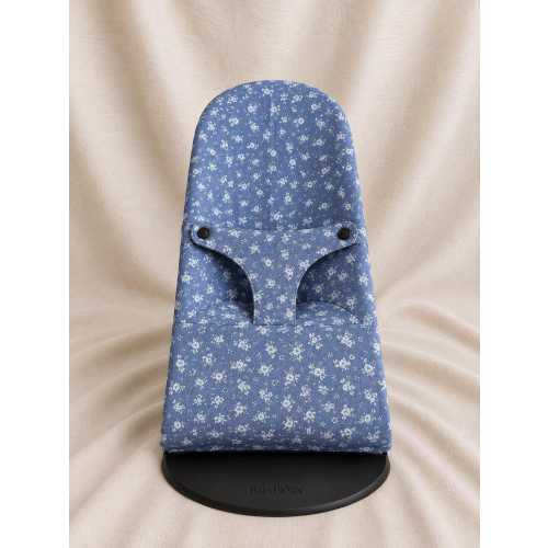 Handmade Blue Floral Cotton Bouncer Slipcover | Vintage Nursery Decor