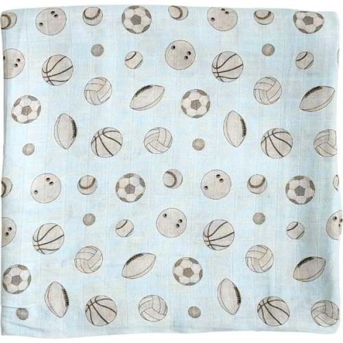 Bamboo Muslin Swaddle Blanket in Baby Ballers - Dear Perli | Maisonette