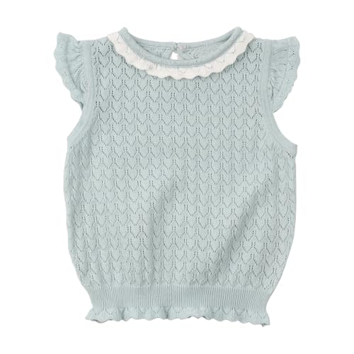 HOOLCHEAN Baby and Toddler Girls Spring Summer Thin Knitted Top Flutter Sleeve Ruffled T-Shirt