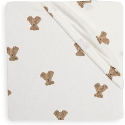 Jollein Jersey Fitted Sheet, 60 x 120 cm, for Baby Cot and Cot, 100% Cotton, with Elastic Band, Mini Teddy Bear