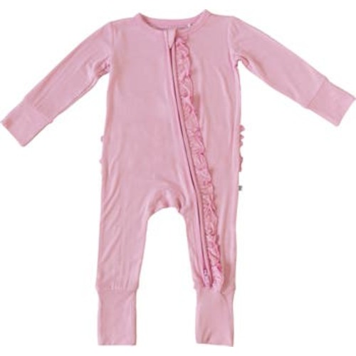 Lillian Pink Ruffle Convertible Footie, 3-6M