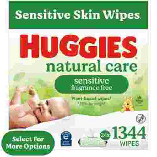 Huggies Natural Care Sensitive Baby Wipes, Unscented, 24 Packs (1344 Wipes Total)