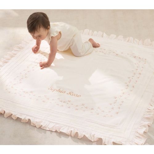 Welcome Home Embroidered Heart Oversized Muslin Baby Blanket