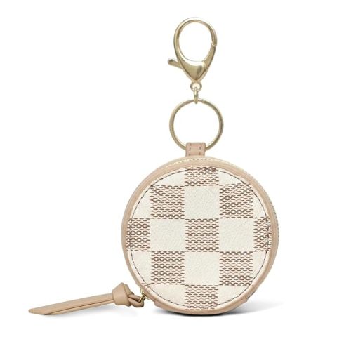 miss fong Checkered Pacifier Holder Case with Clip, Pacifier Pouch Cover, Pacifier Charm Pod with Clasp Attach to The Strollers & Diaper Bags, Hold 2 Pacifier or Nipple Shield(White Checkered)