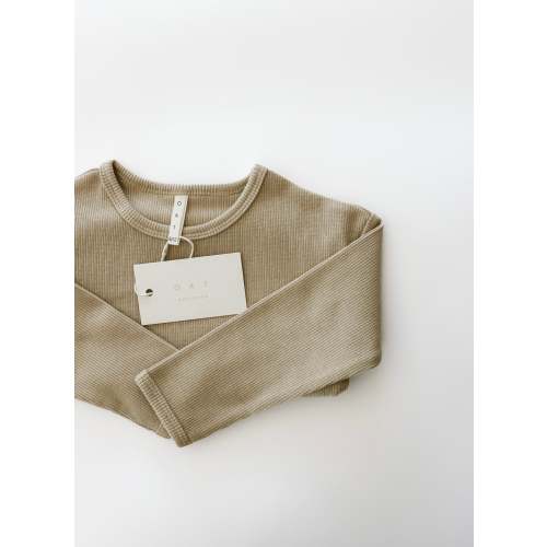 Essential Cotton Ribbed Long Sleeve ‘Wheat’ – Oat Co