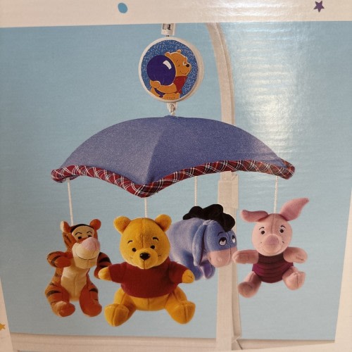 Vtg Disney Winnie the Pooh Musical Mobile Crib 1997 Plush Piglet, Eeyore Tigger