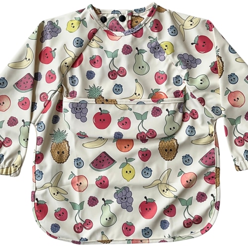 Bavette imperméable à manches longues avec poche : Fruits mignons – Tipou bébé