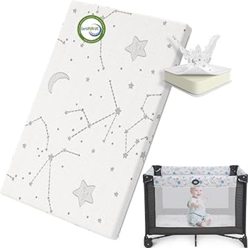 YENING Pack and Play Mattress Topper Baby Pack N Play Mattresses for Playpen and Playard with Washable Cover 38"x26"x1", 1 Pack Firm Foam