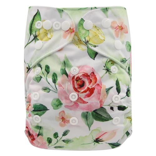 Baby Pocket Diaper Nappy Reusable Washable 8lbs to 36lbs (Pink Rose)