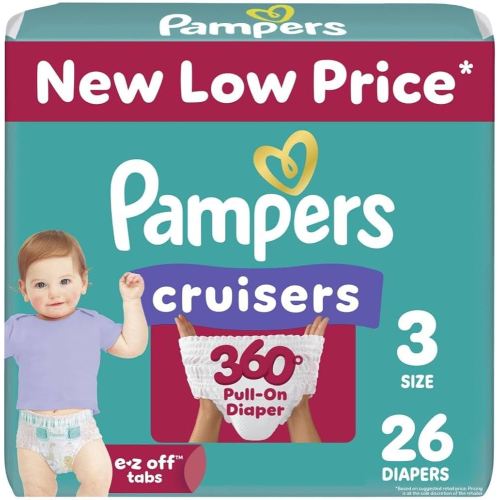 Pampers Cruisers 360 Diapers - Size 3, 26 Count, Pull-On Disposable Baby Diapers, Gap-Free Fit