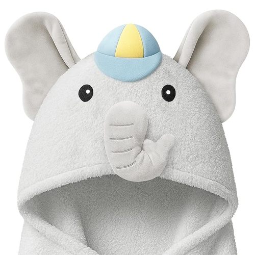 KeaBabies Organic Baby Towel with Hood for Girls, Boys - Soft, Absorbent, 100% Cotton Hooded Baby Towels for Newborns, Infants, Large Hooded Bath Towels for Babies, Kids, Toddler 1-3 (Ethan)