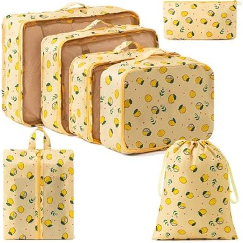 7set Packing Cubes for suitcases Travel Storage Bag Mesh Breathable Travel Packing Cubes for Suitcases Durable Travel Compression Storage Shoe Bag