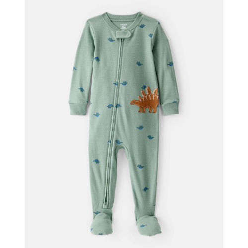 Baby Boy Dinosaur Print 100% Cotton Long-Sleeve 2-Way Zip 1-Piece Pajamas - Green - Carter's | Carter's
