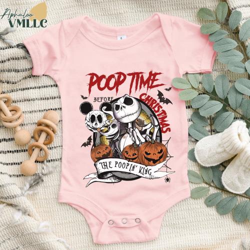 Poop Time Before Christmas, Funny Jack Skellington Halloween Baby Bodysuit, Halloween Baby Outfits, Spooky Season Gifts, Baby Shower Gifts