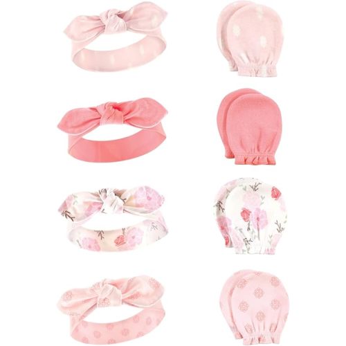 Hudson Baby Baby Girls' Cotton Headband and Scratch Mitten Set