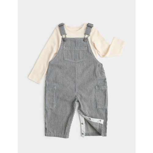 2 Piece Ticking Stripe Dungaree Outfit (0-3 Yrs)
