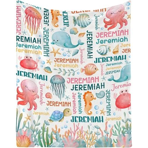 Custom Baby Name Blanket Gift for Girls Boys - Super Soft Flannel Blanket Comfy Cozy Throw Blanket Decor Room Birthday Christmas Sofa Couch-30 x40