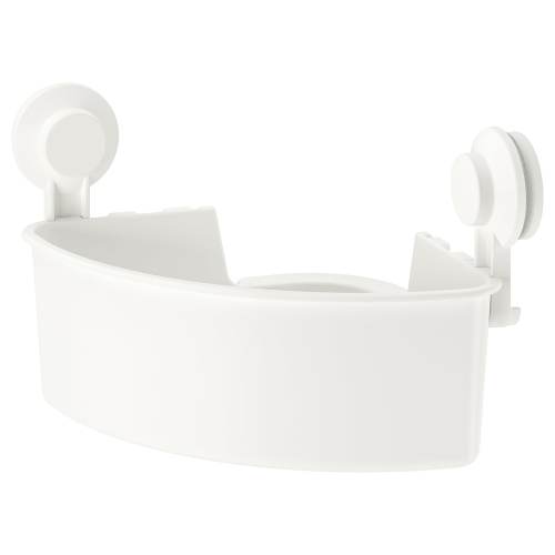 TISKEN Corner basket with suction cup - white