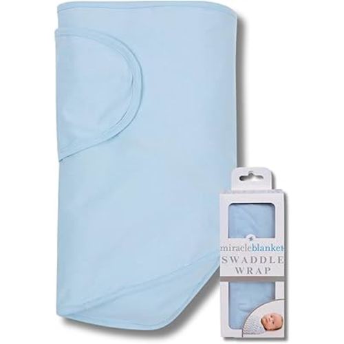 Miracle Blanket Swaddle Wrap – Help Your Newborn Sleep Longer – Soft & Secure Sleep Sack for Infants – Easy-to-Use Swaddling Blanket for a Calm Baby (Blue)