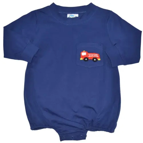 French Knot Firetruck Long Sleeve Bubble