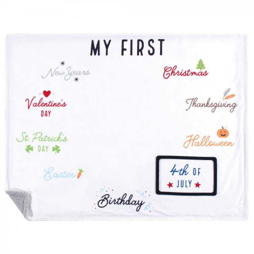 Hudson Baby Infant Plush Holiday and Milestone Blanket, Holiday, One Size