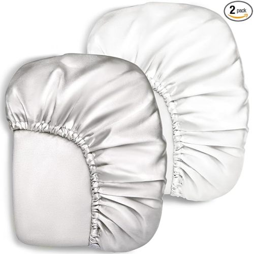 Pro Goleem 2 Pack Satin Crib Sheet for Baby Hair Care - Oeko-TEX Certified Silky Soft Fitted Mattress Cover 28x52 – Breathable & Gentle on Skin, Snug Fit for Standard Crib (White and Gray)