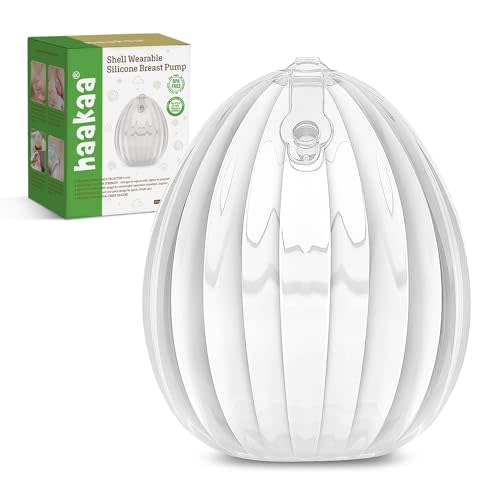 haakaa Shell Wearable Silicone Breast Pump - Silicone Hands Free Breast Pump - Passive Breast Milk Collector Shell for Newborns - Breastfeeding Essentials - 2.5oz/75ml,1 Count