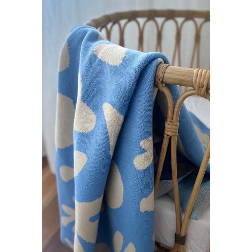 Billie Cotton Knitted Blanket OCEAN