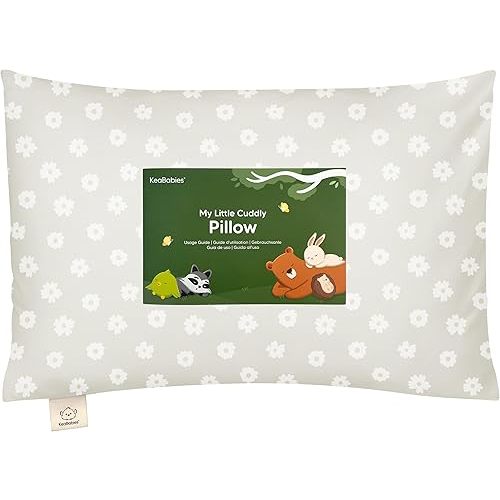 KeaBabies Toddler Pillow with Pillowcase - 13x18 My Little Cuddly Kids Travel Pillows for Sleeping, Nap, Viscose from Bamboo Nursery Pillowcase, Soft & Breathable, Toddler 2-5 Years Old (Meadow)