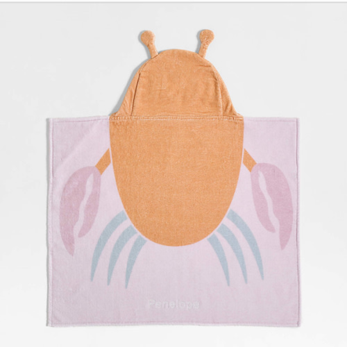 Crab Organic Cotton Hooded Baby Beach Towel