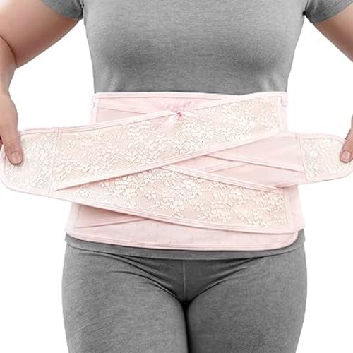 Nuliie Postpartum Belly Wrap with V-Shaped Cross Support, Breathable Postpartum Belly Band for Use After C-Section or Vaginal Birth, Adjustable Belly Binder Postpartum for Daily Postpartum Wear, M