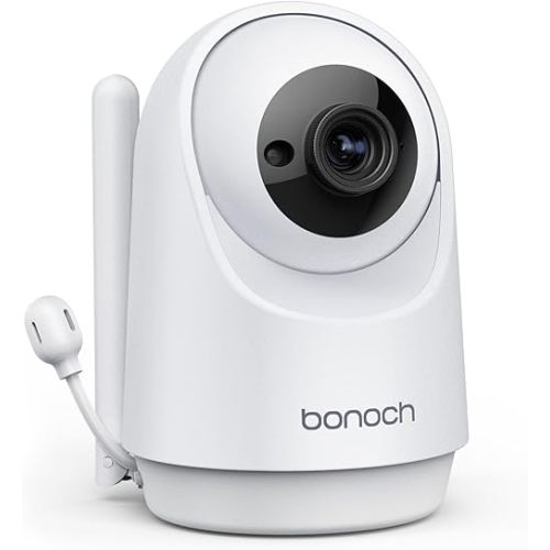 bonoch Add-on Baby Camera Unit for BBM01/ BBM03/ BBM05, 720p HD Video Baby Monitor Camera No WiFi, Security Split-Screen, Auto Night Vision, 4X Zoom, 2-Way Audio, Temperature Sensor, 8 Lullabies