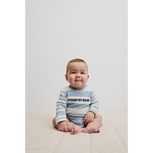 Dusty Blue Spliced Stripe Long Sleeve Bodysuit - Jumpsuits & Bodysuits | Country Road