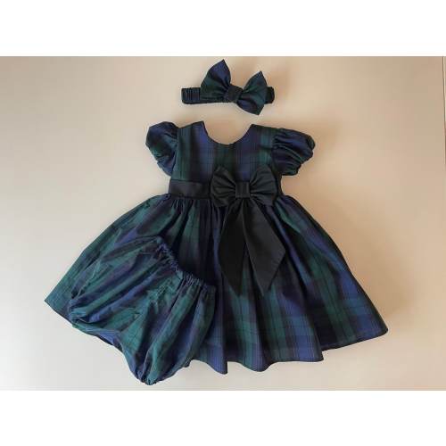 Black Watch Tartan dress set-Baby dress set-Tartan dress-Girls dress-Toddler dress-Birthday dress-Plaid Baby-Plaid dress-Christmas dress-Set