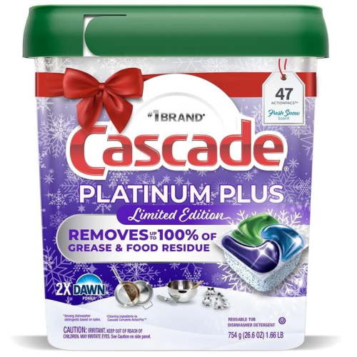 Cascade Platinum Plus Dishwasher Pods, Dishwasher Detergent Soap Tabs, Fresh, 47 Count