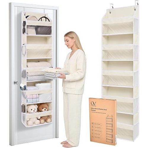 Ultra-Slim Over The Door Organizer for Narrow Gap & Small Space（Beige）