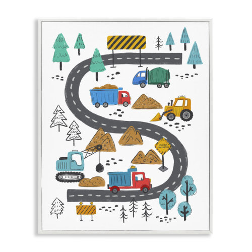 Dakota Fields Construction Vehicles Road Framed Giclee Art by Jim Baldwin | Wayfair