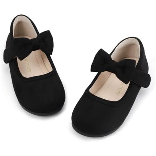 Hehainom Toddler Girls Dress Shoes Little Kids Flower Girl Sparkle Bow Ballet Flats School Wedding Party Shoes