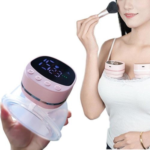 Wearable Electric Breast Pump with LCD Display and 5 Modes-Pink