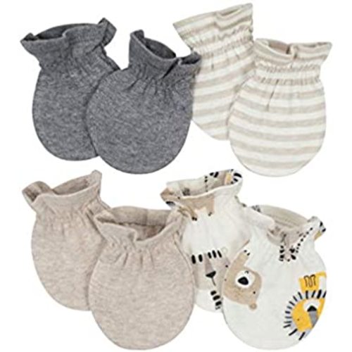 Organic Cotton Rib No Scratch Mittens, 4pk (Baby Boy)