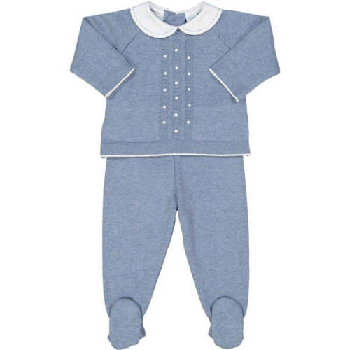 Pique Collar Dot Knit Set Vintage Blue - Feltman Brothers | Maisonette