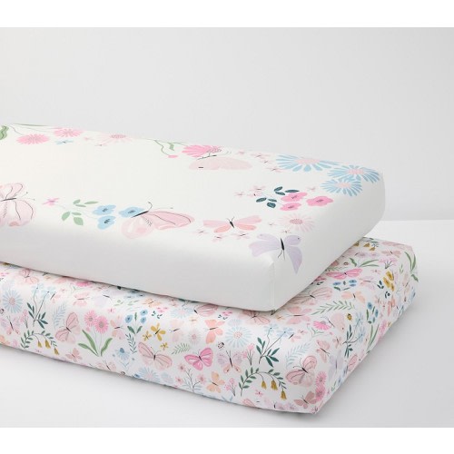 Wildlower Butterfly Crib Sheet Bundle, Set of 2