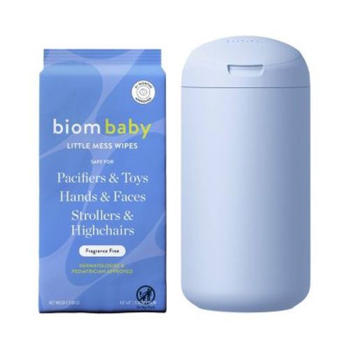 Biom Refillable Mini Dispenser Little Mess Hand Wipes Periwinkle - 40ct