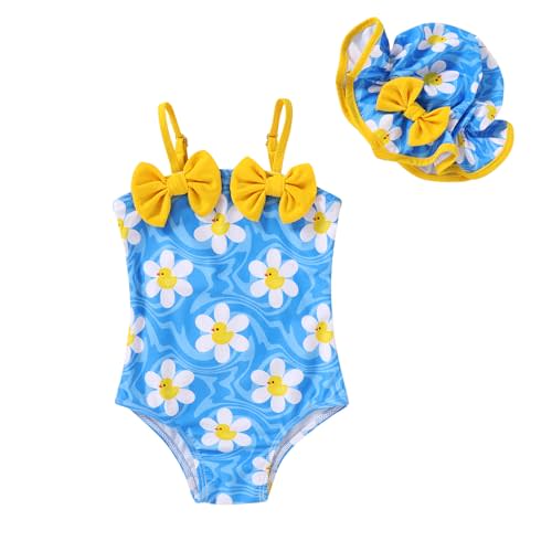 YOUNGER TREE Toddler Baby Girl Swimsuit Infant One Piece Bathing Suits with Hat Newborn Summer Beach Swimwear