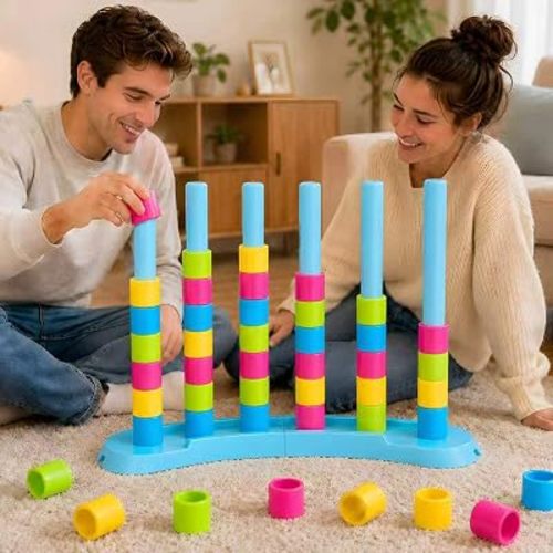 BBnote Giant Color Matching Challenge Game, Fast Pattern Match Ring Stacking Puzzle Stack Games, 1-2 Players, Family Board Game for Kids & Adults, Birthday Easter Christmas Party Gifts for Boy & Girl