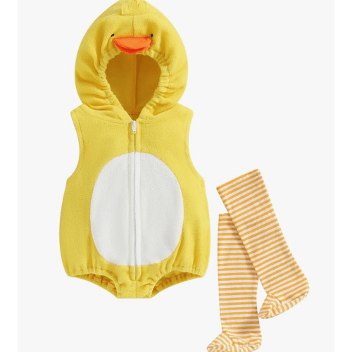 Madjtlqy Halloween Costumes Toddler Baby Boy Girl Flamingo Animal Hooded Sleeveless Romper Jumpsuit Legging Duck Outfits 12-18 Months