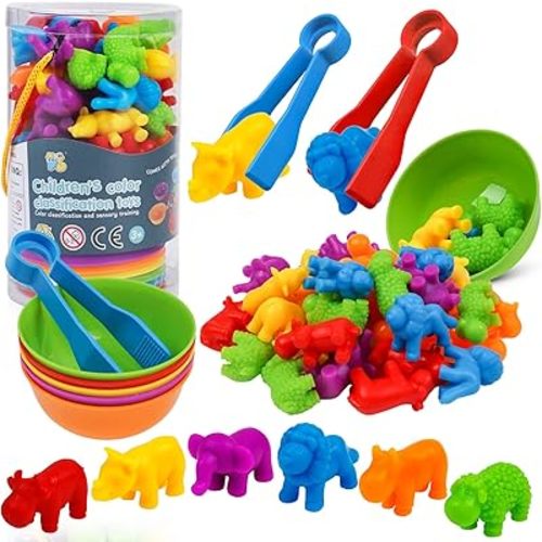 Counting Animals Toy Matching Games with Sorting Bowls Sorting Toys for Toddlers Preschool Learning Activities for Math Color Sensory Montessori Fine Motor Skills Toys for 3 4 5 Years Old Boys Girls