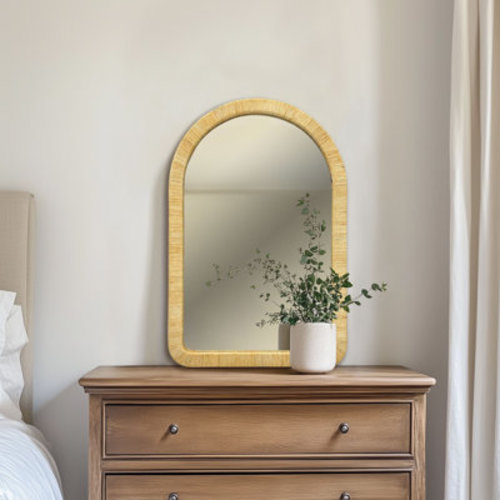 Bay Isle Home™ Nirvelli Natural Rattan Accent Wall Mirror with D-Ring Hangers & Reviews | Wayfair