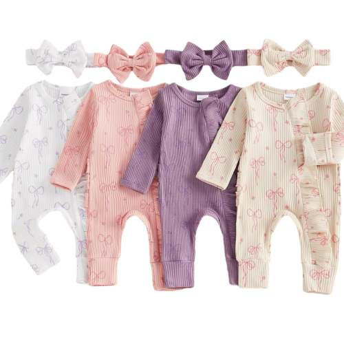 2pcs Bow Onesie Set