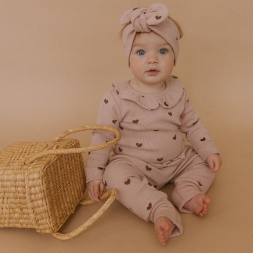 Organic Ruffle Onesie & Pants Set - Hearts (code: LOVE25 for 25% off)